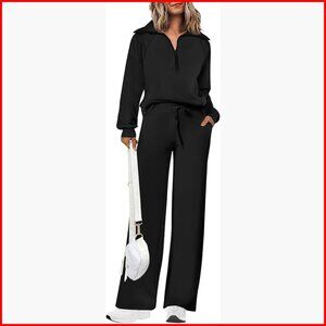 Women's Half Zip Sweatshirt & Wide Leg Pants Tracksuit Set Size XL